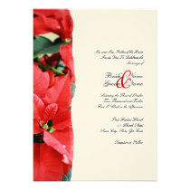 Red Poinsettia 2 Christmas Wedding Invitation invitations