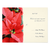 Red Poinsettia 2 Christmas Wedding RSVP invitations