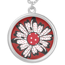 Red Polka Dot Daisy Necklace
