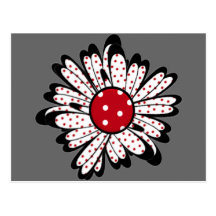 Red Polka Dot Daisy Postcard