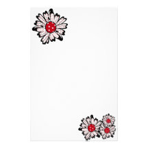 Red Polka Dot Daisy Stationery Design