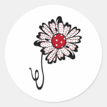 Red Polka Dot Daisy Stickers