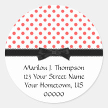 Red Polka Dots with Black Bow Address Stickers