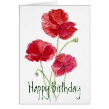 Red Poppies - Watercolor Card