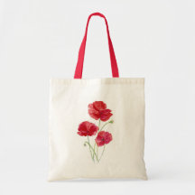 Red Poppies - Watercolor Tote Bag