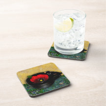 Red Poppy Cafe Photographic Art Coasters