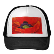 Red Poppy Flower Painting - Multi Hats