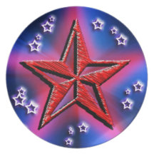 Red Power Star Dinner Plate