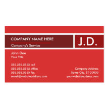 red professional initials business card