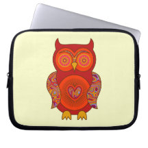 Red Psychedelic Owl Computer Sleeve