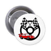 Red Race Car and Flags Buttons