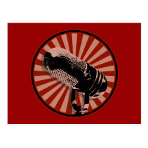 Red Retro Microphone Emblem Post Cards