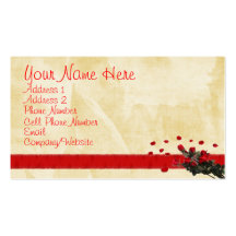 Red Ribbon and Roses Business Card