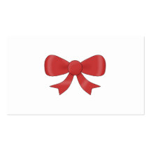 Red Ribbon Bow. On White. Custom Text Business Card Templates