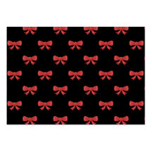 Red Ribbon Bow Pattern on Black. Business Card