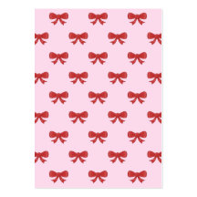 Red Ribbon Bow Pattern on Pink. Business Card