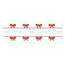 Red Ribbon Bow Pattern on White. Business Card Template