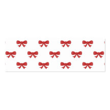 Red Ribbon Bow Pattern, on White. Business Card