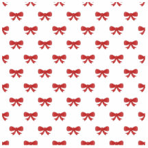 Red Ribbon Bow Pattern, on White. Cut Out