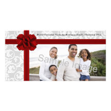 Red Ribbon Bow Photo Card Template