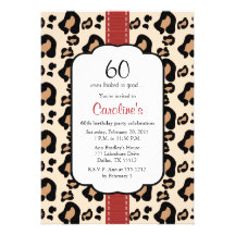 Red Ribbon Leopard Print 60th Birthday Invitations