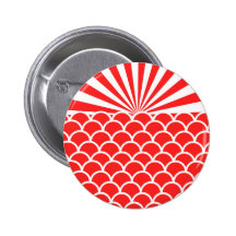 Red Rising Sun Japanese inspired pattern Buttons