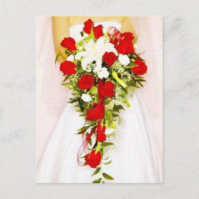 Red Rose Bridal Bouquet Post Cards by WeddingPostage