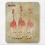 Red Rose Giraffes Personalised  Mousepad mousepads