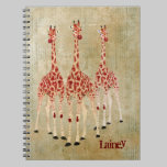 Red Rose Giraffes Personalised Notebook notebooks