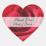 Red Rose Heart Wedding Thank You Sticker
