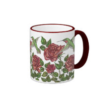Red Rose & Hummingbird Mug