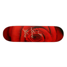 Red-rose- I Love You Skate Board