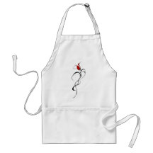Red Rose Lady Tribal Tattoo for Valentines Day Aprons