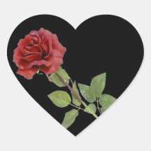 Red Rose on Black Sticker