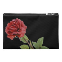 Red Rose on Black Travel Accessories Bag
