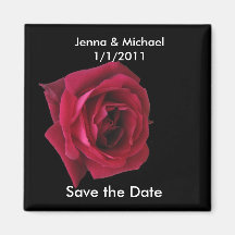 Red Rose Save the Date Wedding Magnet