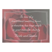Red Rose Wedding Charity Donation Card Business Cards
