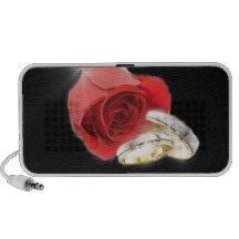 Red Rose Wedding Rings Notebook Speaker
