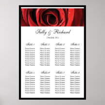 Red Rose Wedding Table Seating Plan Poster