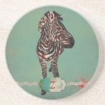 Red Rose Zebra Monogram  Coaster