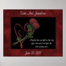 Red Rosebuds Red Heart Wedding Gift Poster