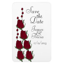 Red Rosebuds Save the Date Wedding magnets
