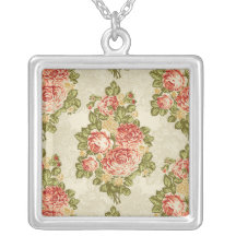 Red roses and green leafs pendants