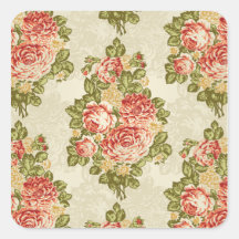 Red roses and green leafs sticker