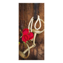 Red Roses and Horse Bit Country Wedding Program Rack Card Design