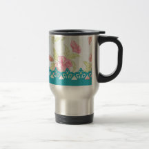 Red roses and stripes with crown coffee mug