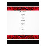 red roses menu templates - customisable invites