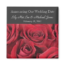 Red Roses Wedding Save the Date Magnet