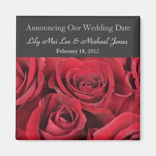 Red Roses Wedding Save the Date Magnet