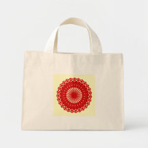 Red Round Lace Pattern Graphic. Canvas Bag